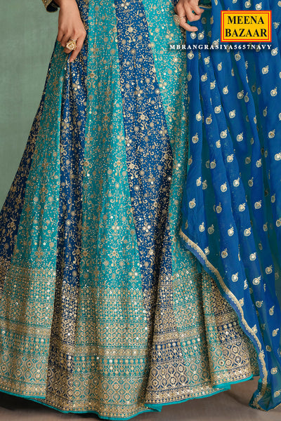 Navy Heavy Embroidered Anarkali Set