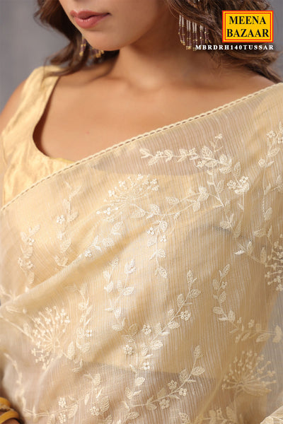 Tussar Cotton Tissue Woven Saree