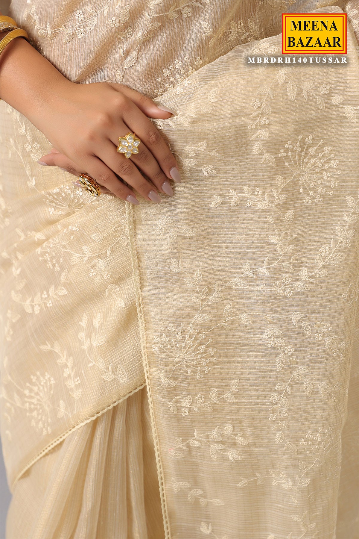 Tussar Cotton Tissue Woven Saree