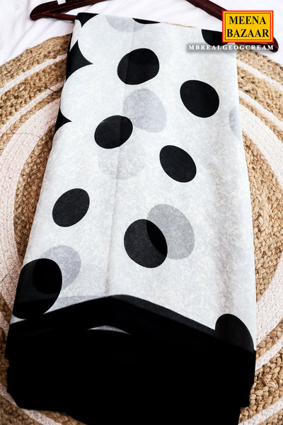 Cream Georgette Polka Dot Printed Saree