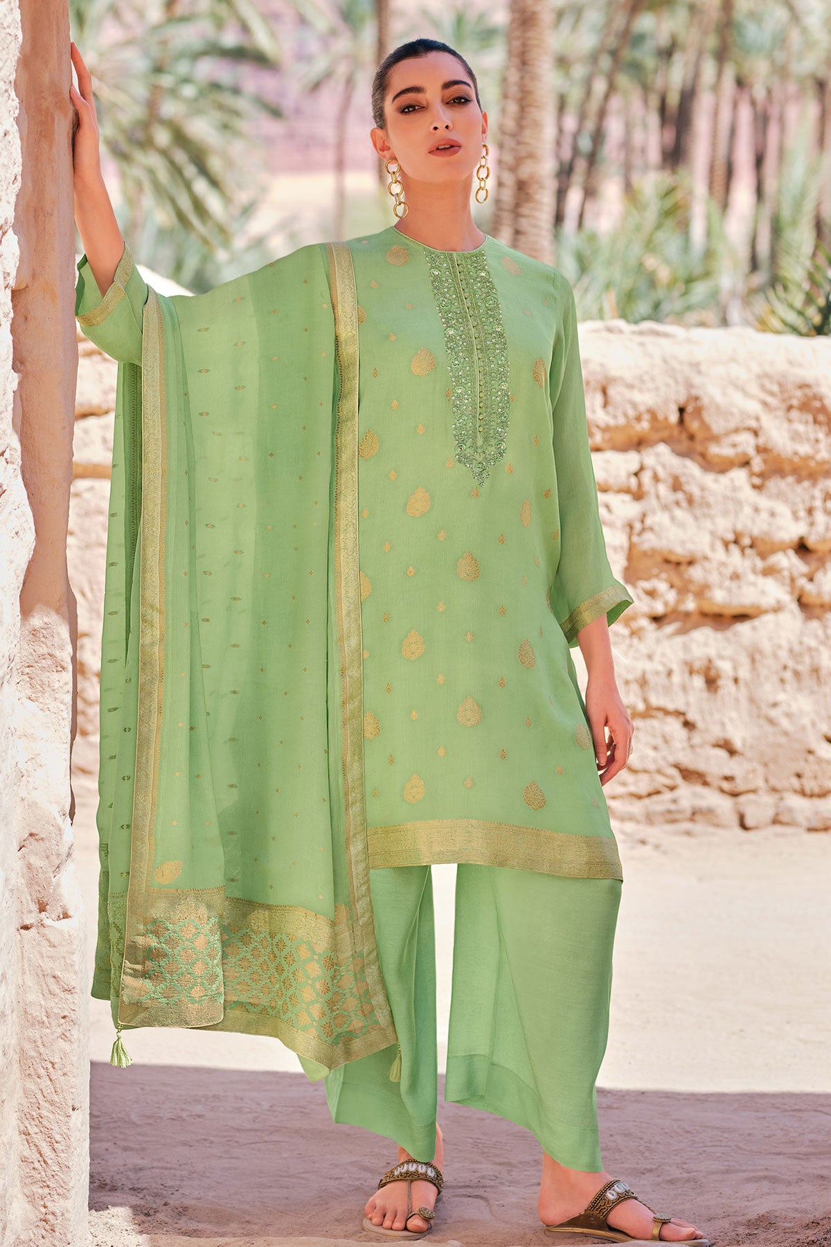 Pista Chinon Zari Sequin Embroidered Suit Set