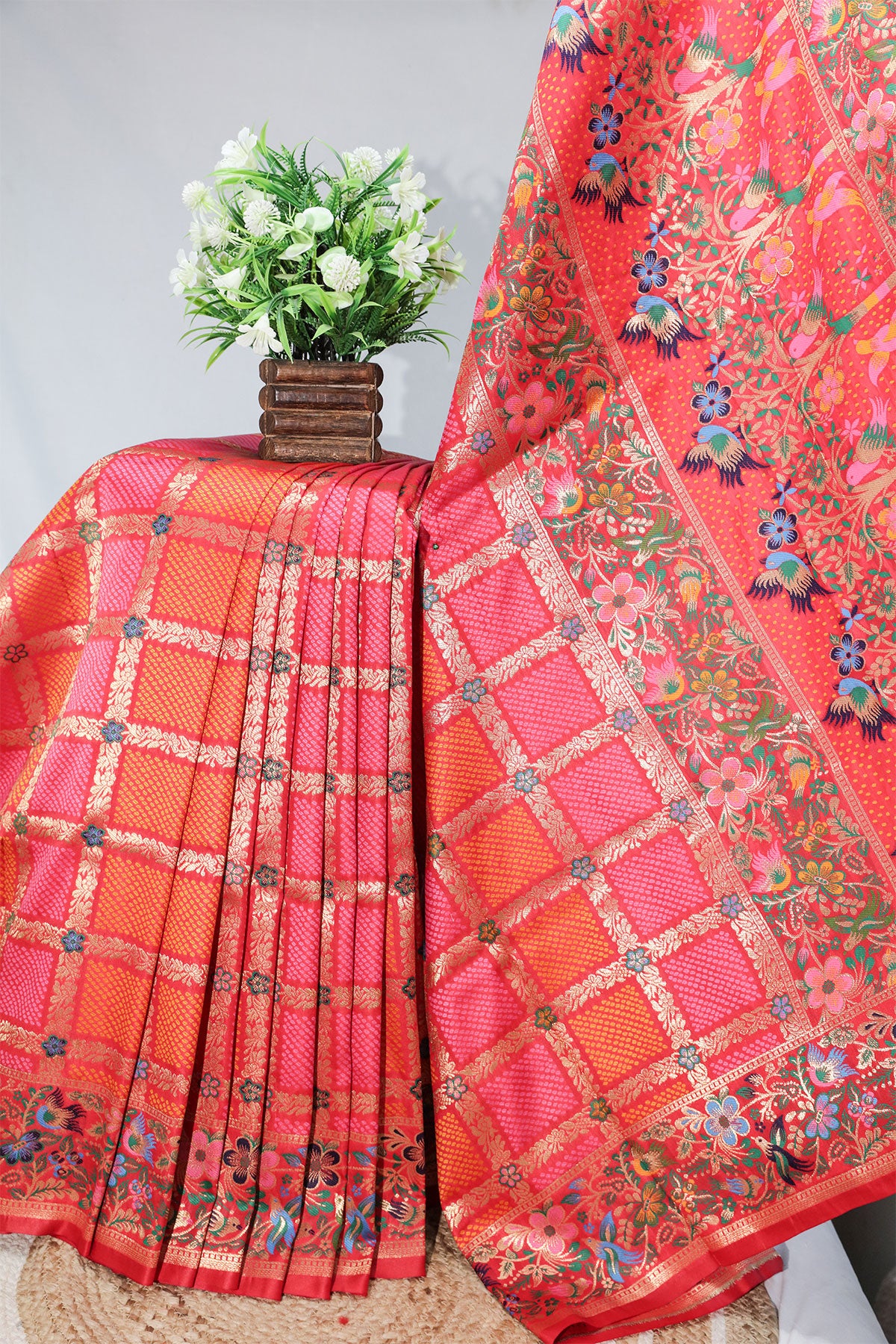 Red Silk Weaving Saree Elegant Traditional & Festive Wear