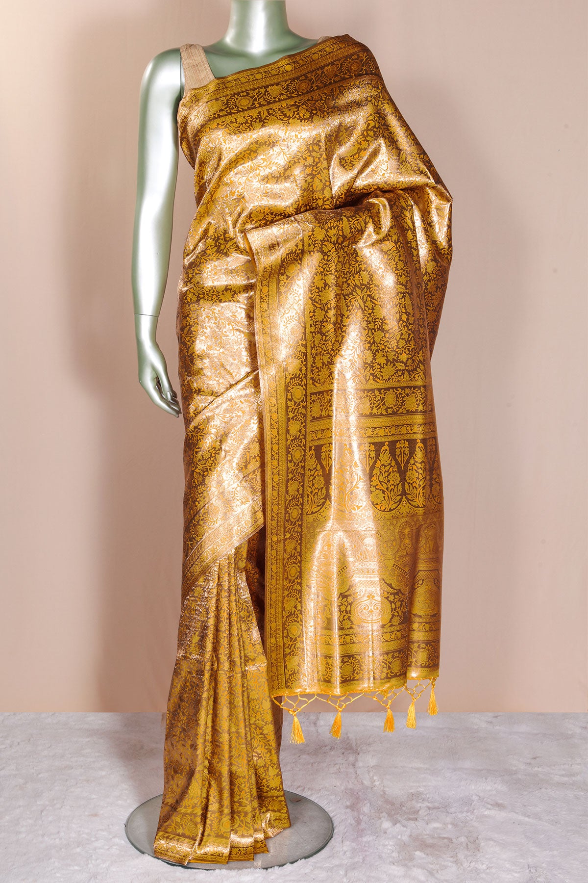 Mustard Silk Weaving Saree Traditional Festive & Wedding Wear