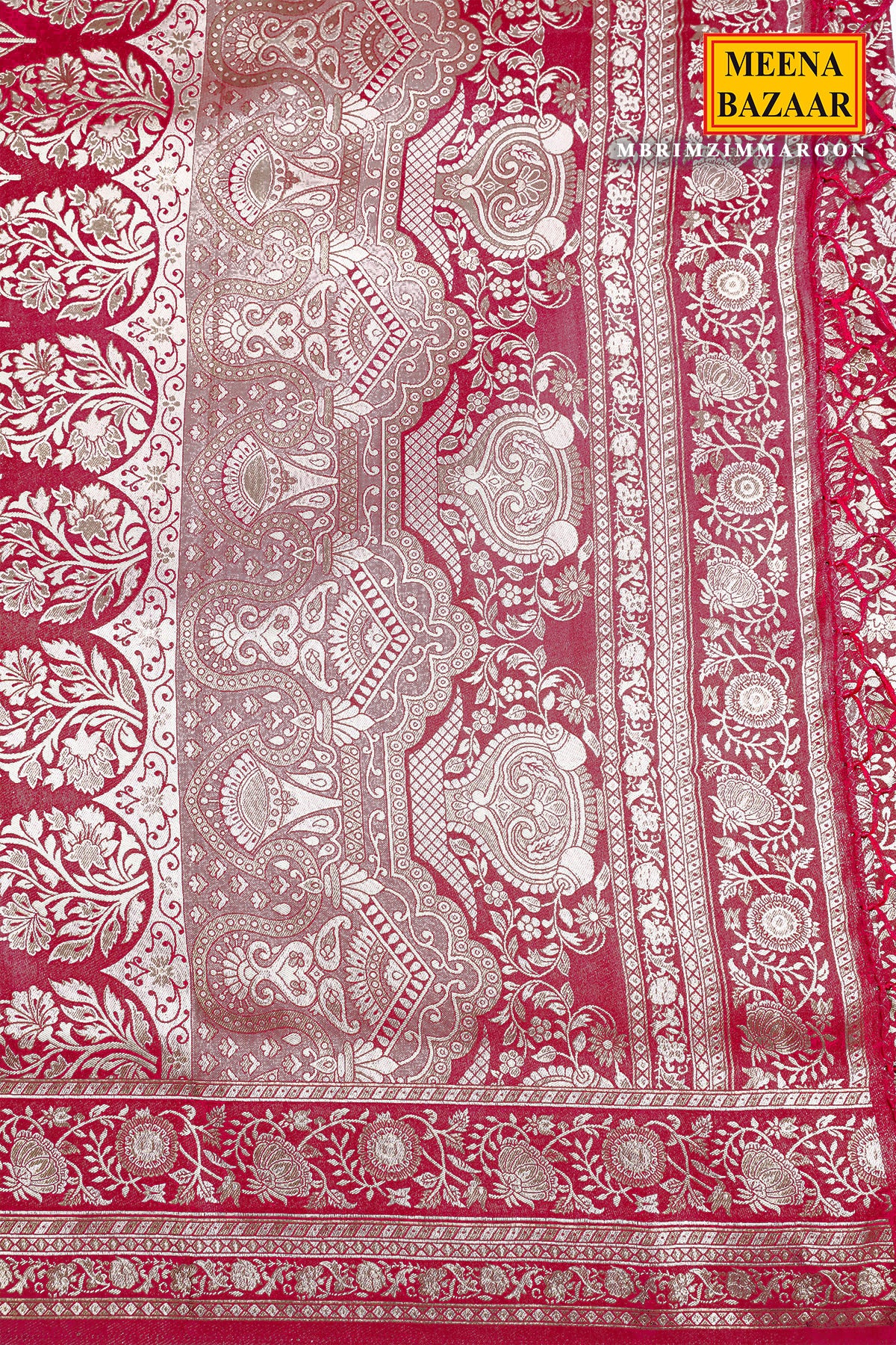 Maroon South Silk Floral Zari Woven Saree