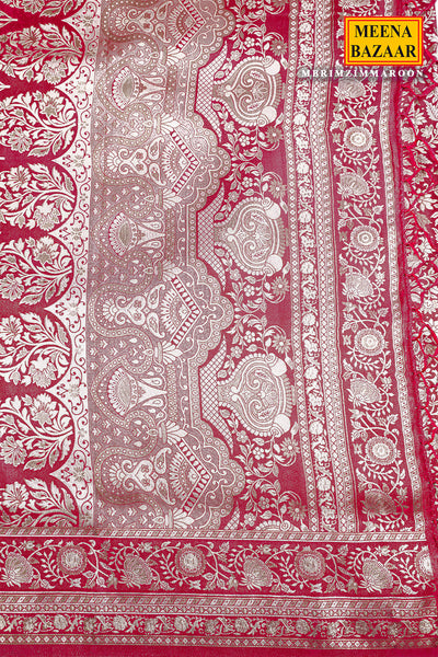 Maroon South Silk Floral Zari Woven Saree
