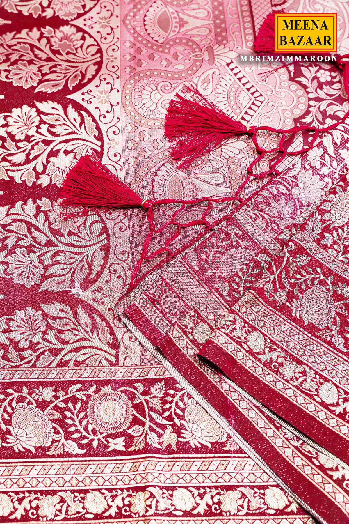 Maroon South Silk Floral Zari Woven Saree