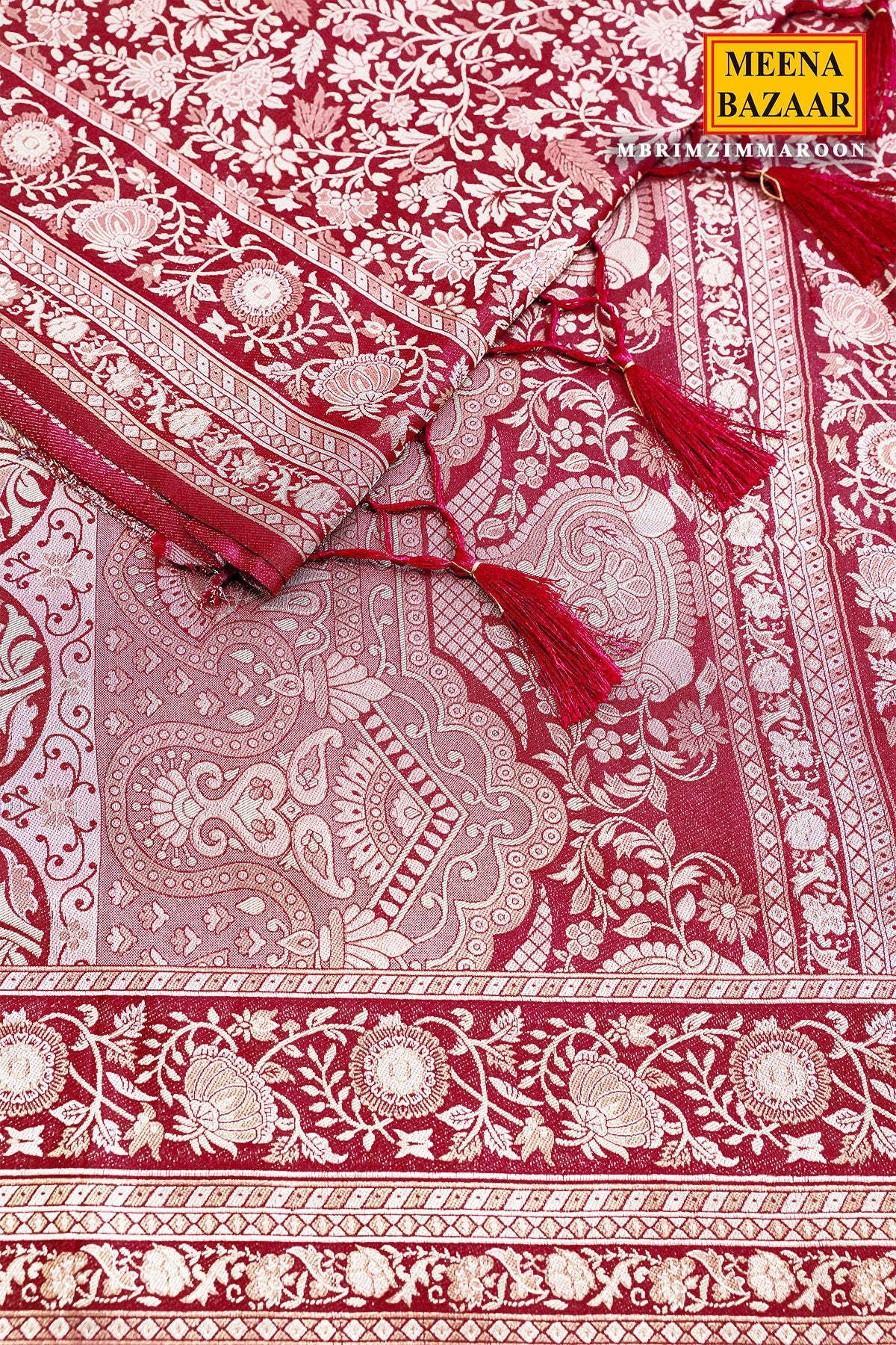 Maroon South Silk Floral Zari Woven Saree