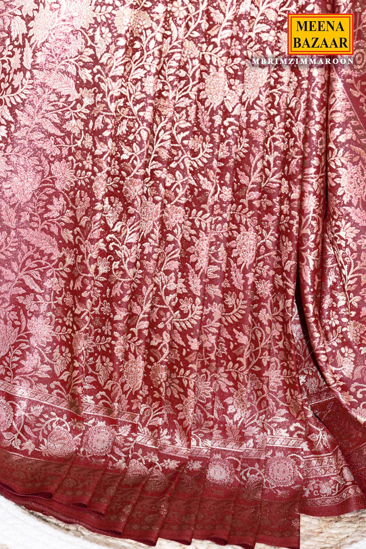 Maroon South Silk Floral Zari Woven Saree