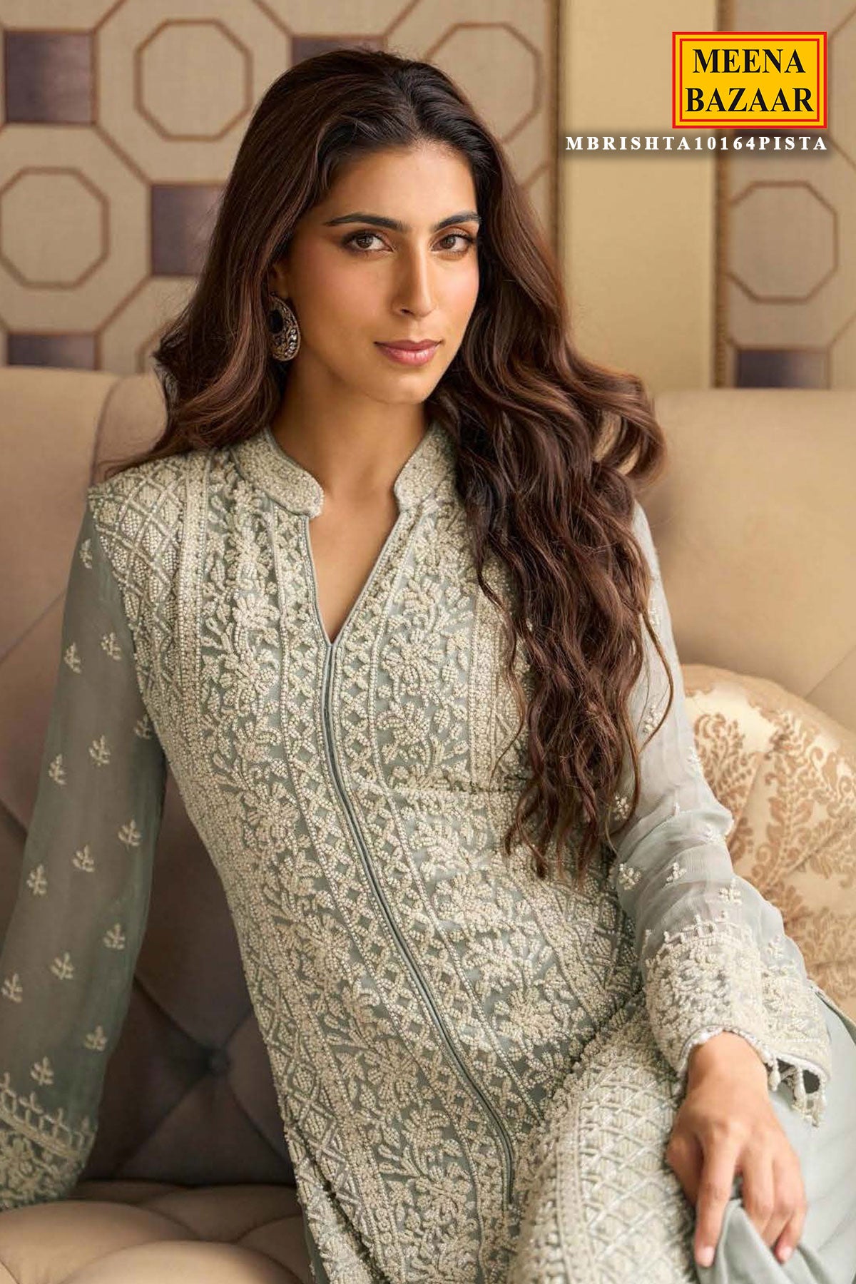 Grey Georgette Embroidered Anarkali with Dupatta Suit Elegant Festive & Party Wear Ready Made Suit