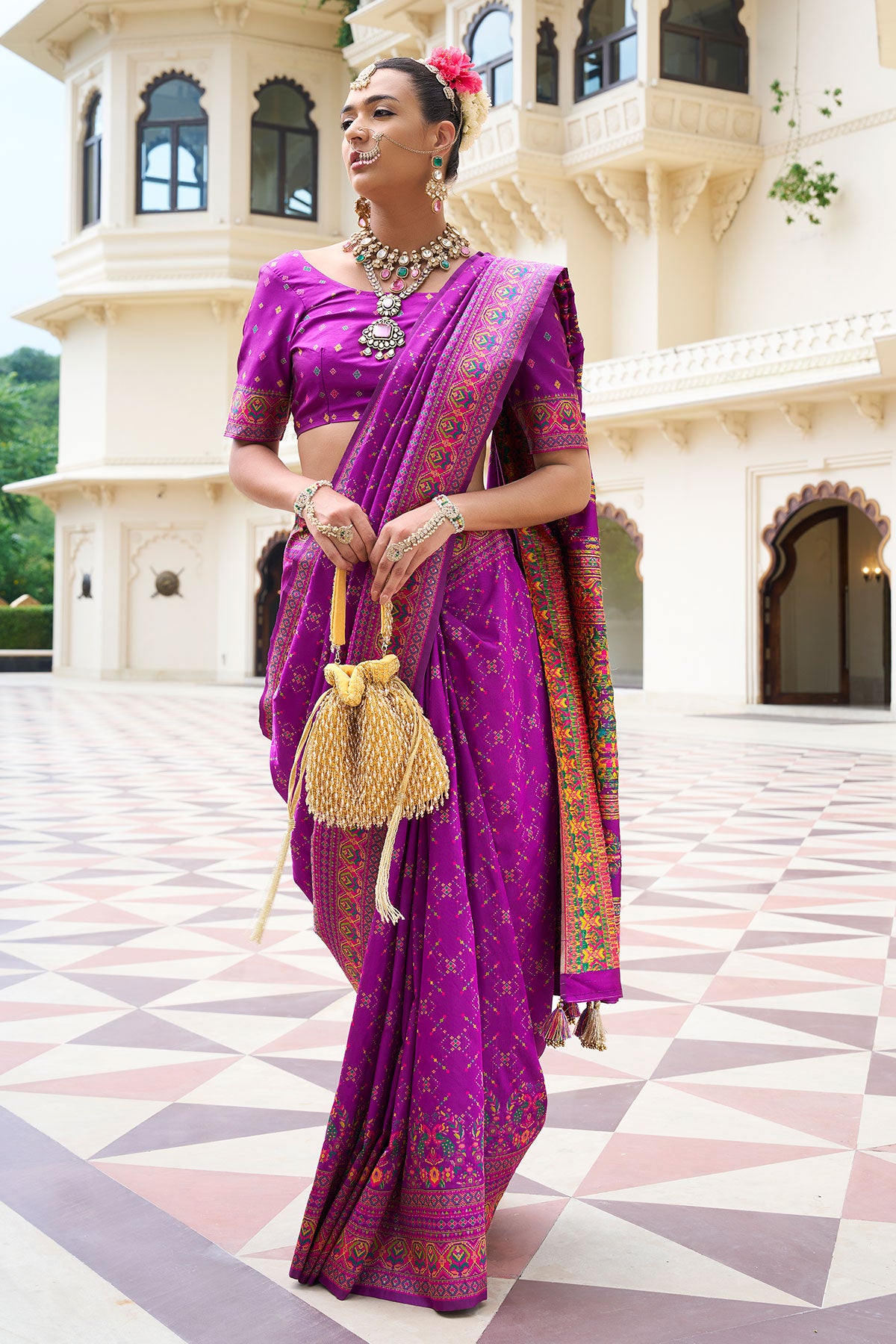 Purple Silk Zari Thread Weaving Saree