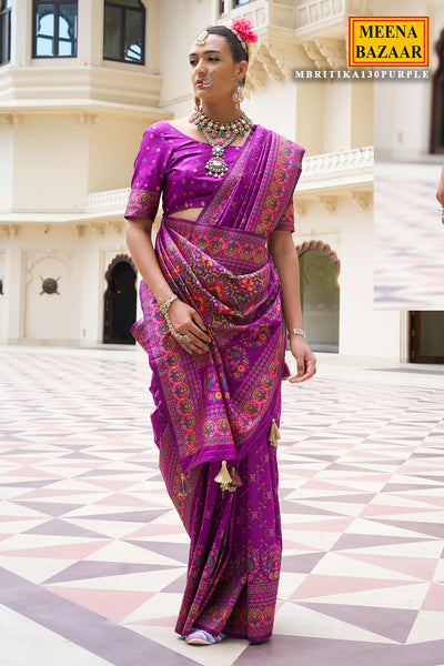 Purple Silk Zari Thread Weaving Saree