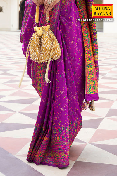 Purple Silk Zari Thread Weaving Saree