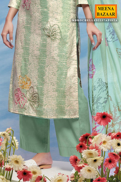 Pista Cotton Embroidered Unstitched Suit Set