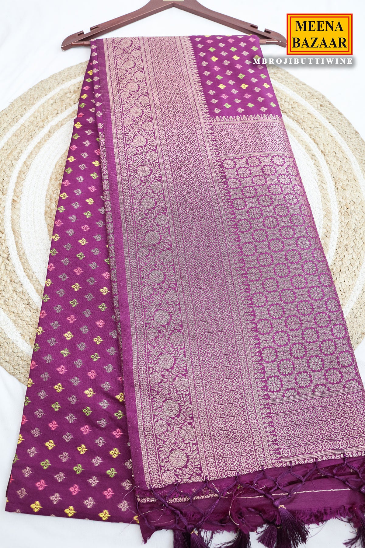Wine Silk Weaving Saree Elegant Festive Wear