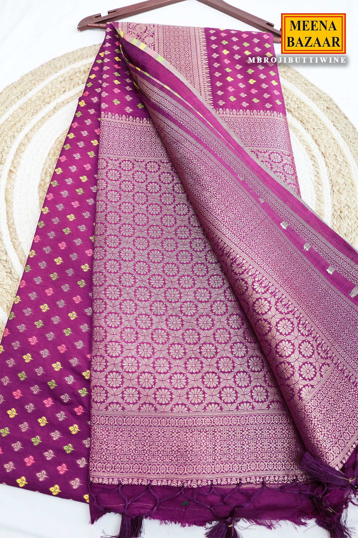 Wine Silk Weaving Saree Elegant Festive Wear