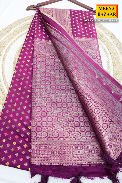 Wine Silk Weaving Saree Elegant Festive Wear