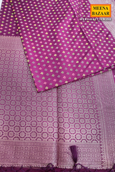 Wine Silk Weaving Saree Elegant Festive Wear