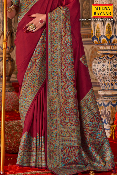 Red Silk Printed Saree Elegant Festive & Everyday Wear