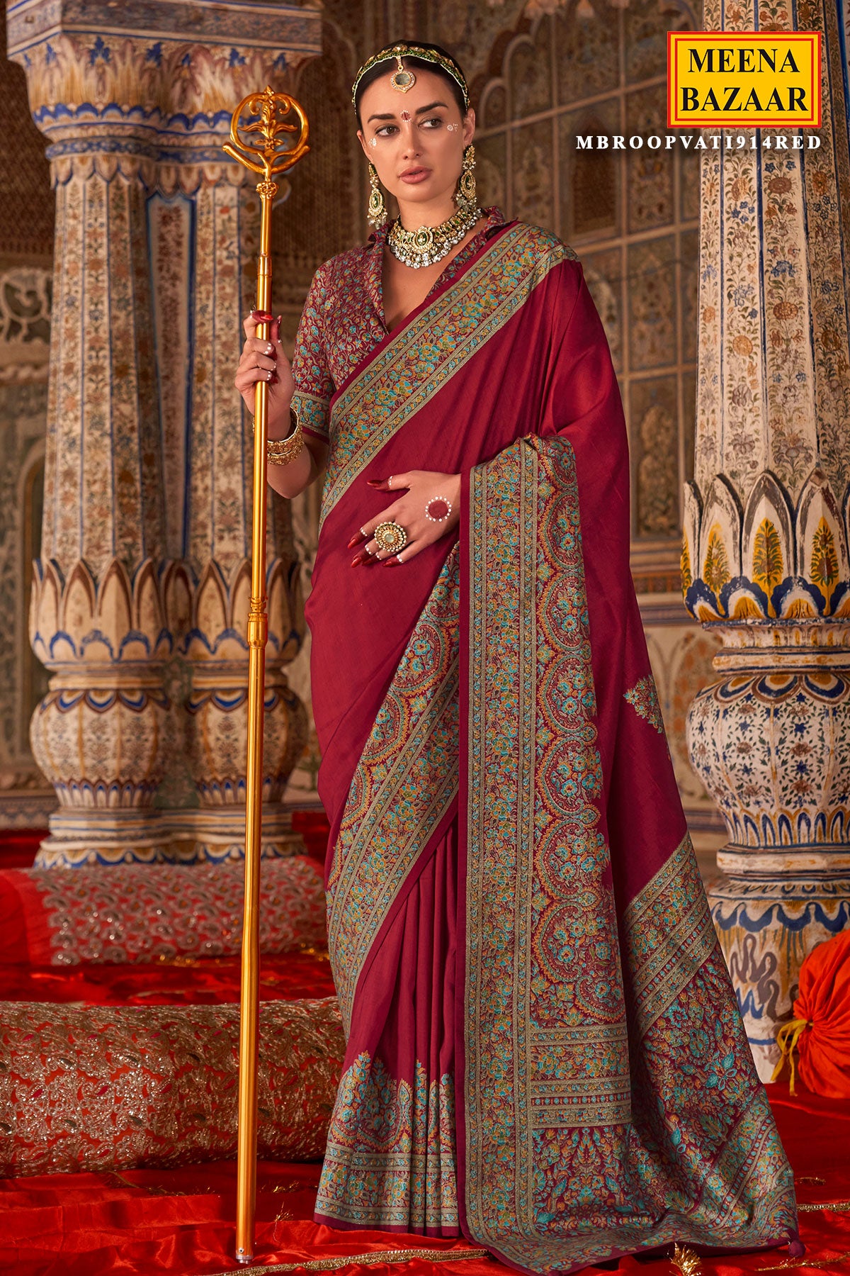 Red Silk Printed Saree Elegant Festive & Everyday Wear