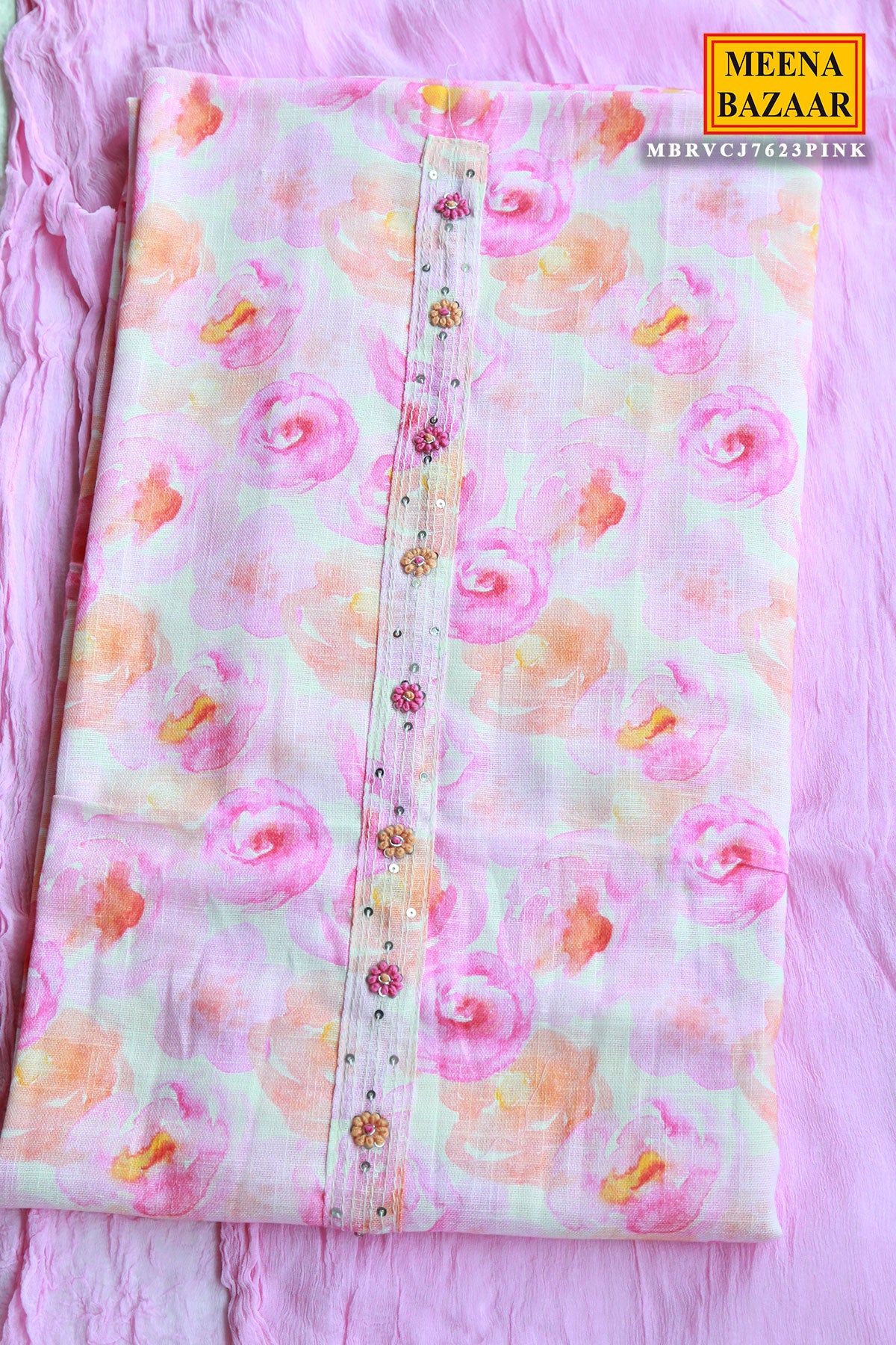 Pink Cotton Printed Suit Set
