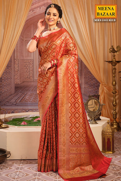 Woven Banarasi Red Silk Saree