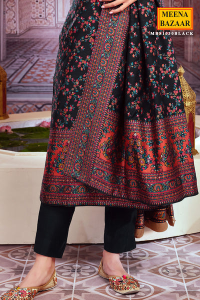 Black Chanderi Silk Woven Suit Set