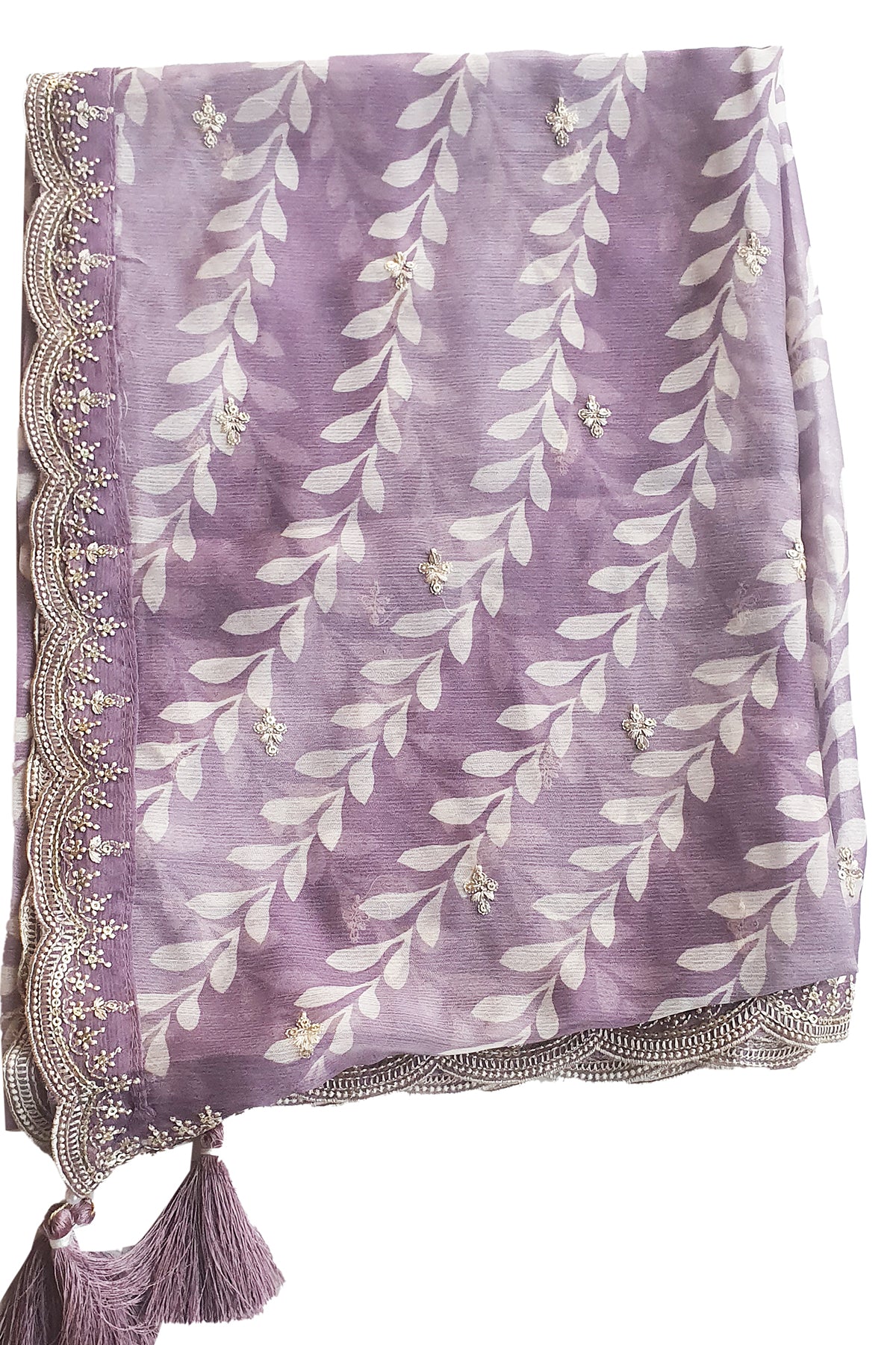 Mauve Modal Silk Threadwork Embroidered Kurti With Pants