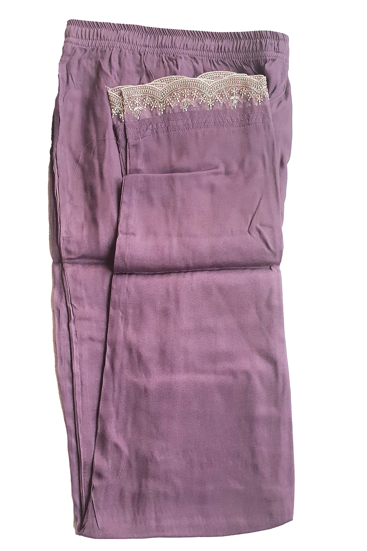 Mauve Modal Silk Threadwork Embroidered Kurti With Pants