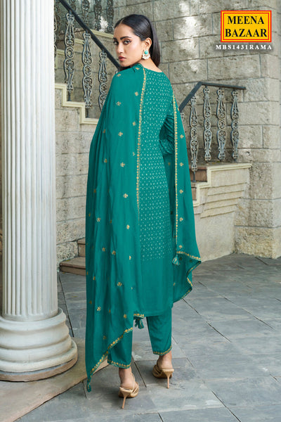 Rama Dola Silk Bandhani Printed Kurti with Pant Set