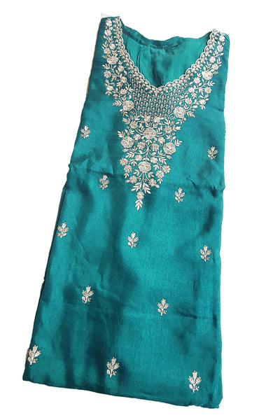 Rama Silk Floral & Thread Work Embroidered Kurta With Pants
