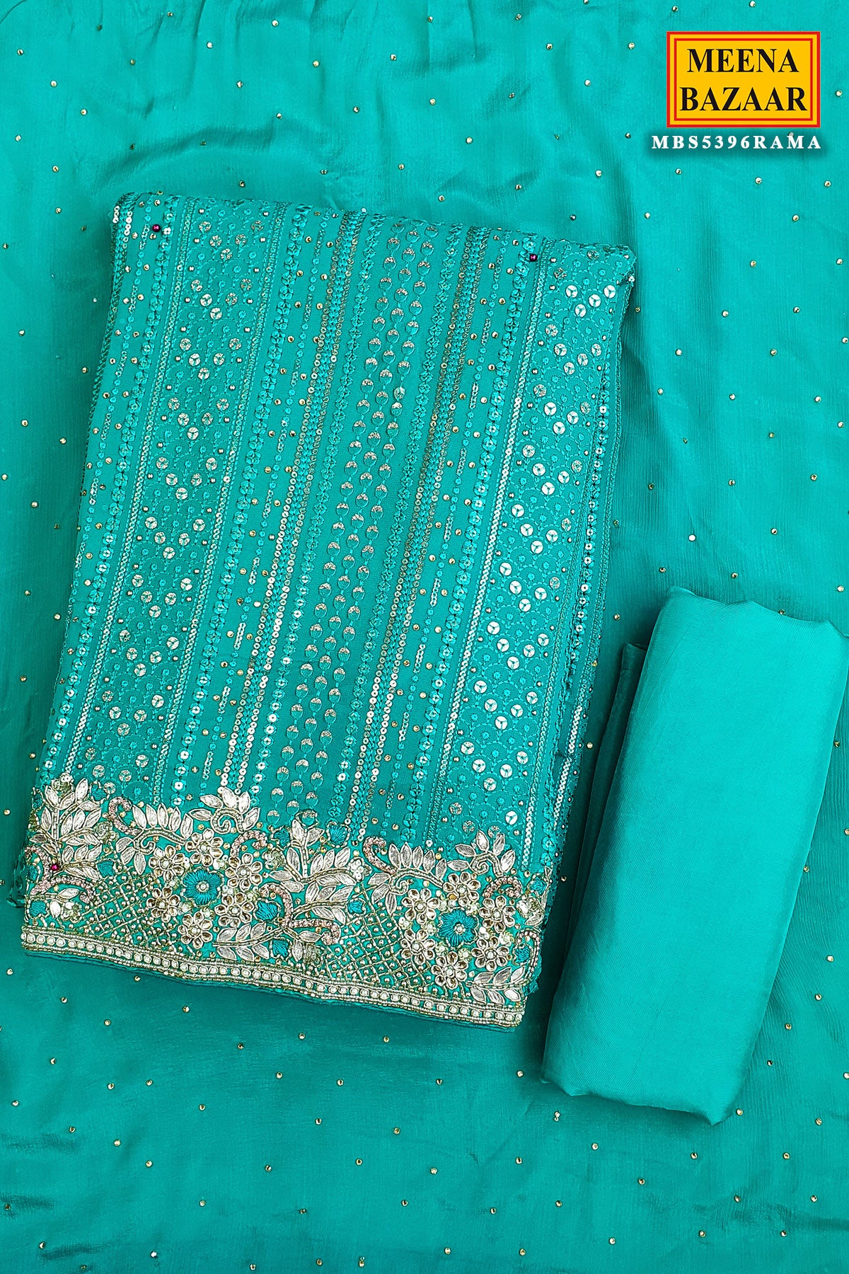 Rama Georgette Threadwork Cut-dana Embroidered Unstitched Suit Set