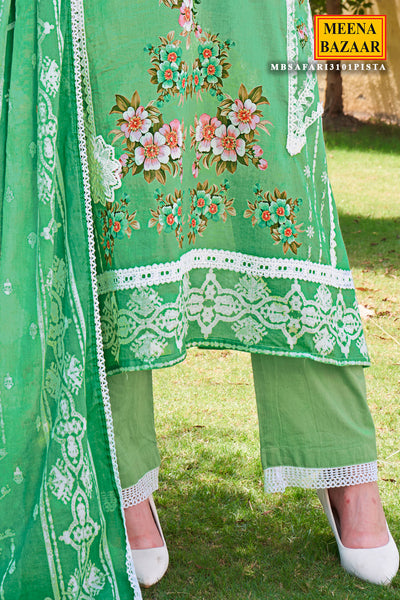 Pista Cotton Floral Printed Lace Embroidered Suit Set