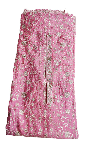 Pink Chinon Floral Threadwork and Sequins Embroidered Suit