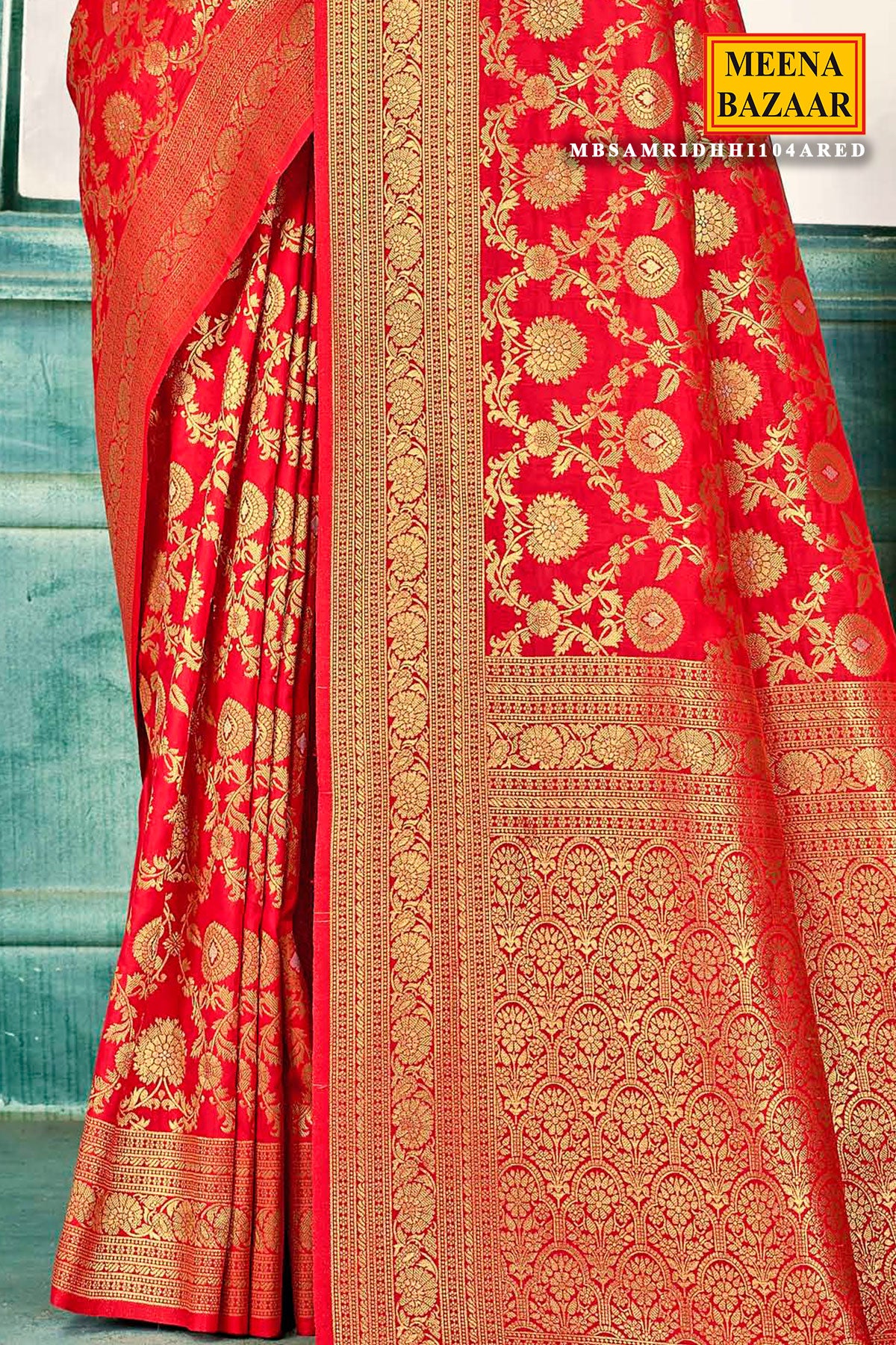 Red Silk Weaving Saree Elegant Traditional & Festive Wear