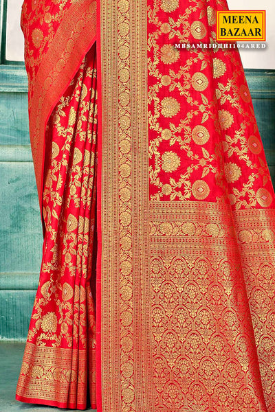 Red Silk Weaving Saree Elegant Traditional & Festive Wear