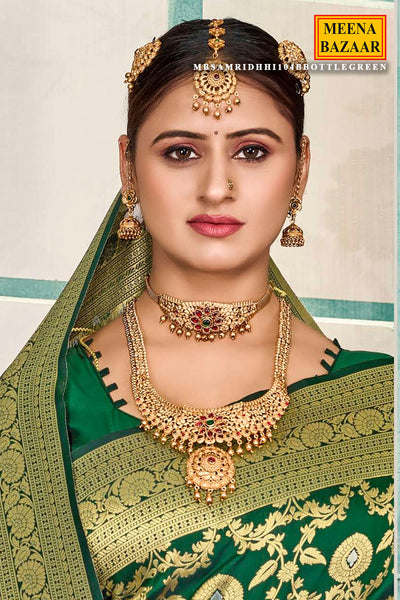 Bottle Green Silk Weaving Saree Elegant Traditional & Festive Wear