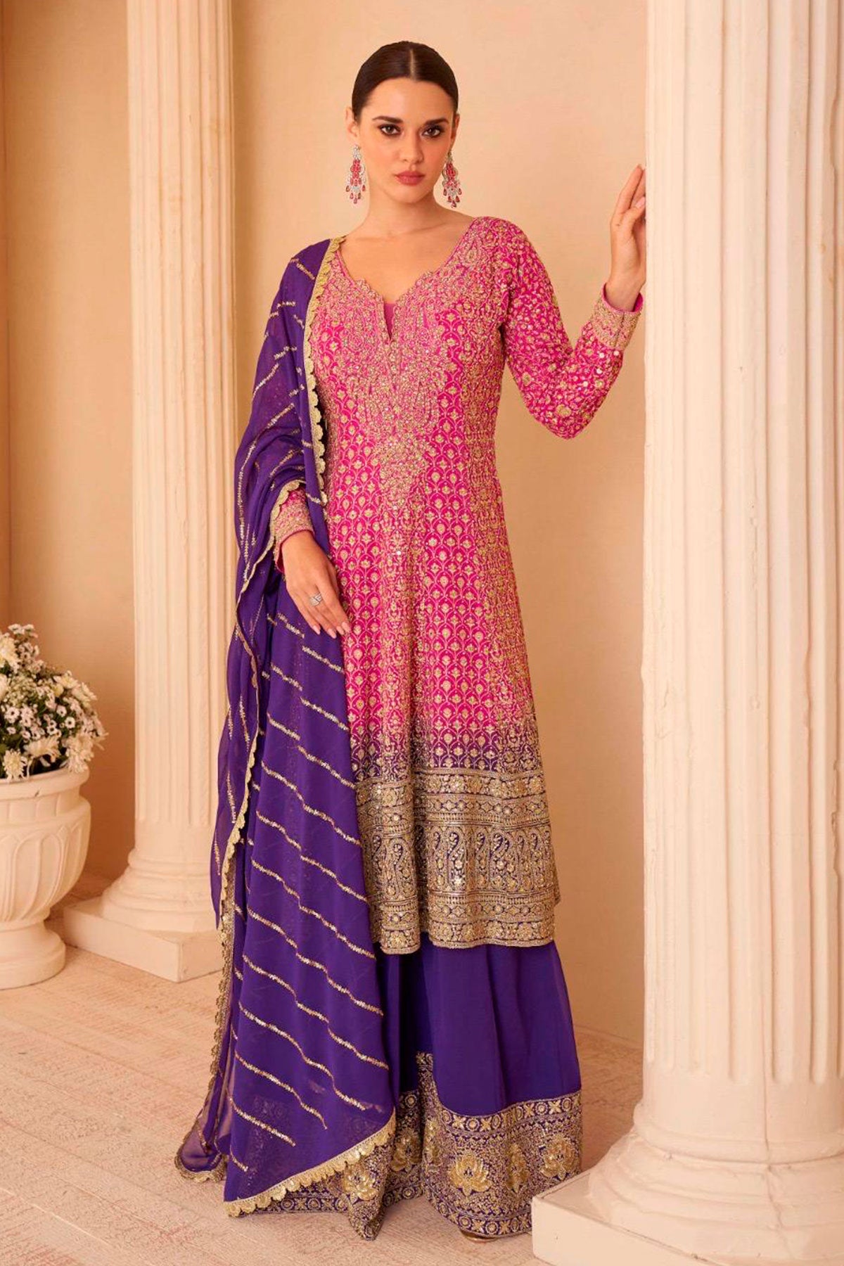 Rani Georgette Embroidered Ready Made Suit