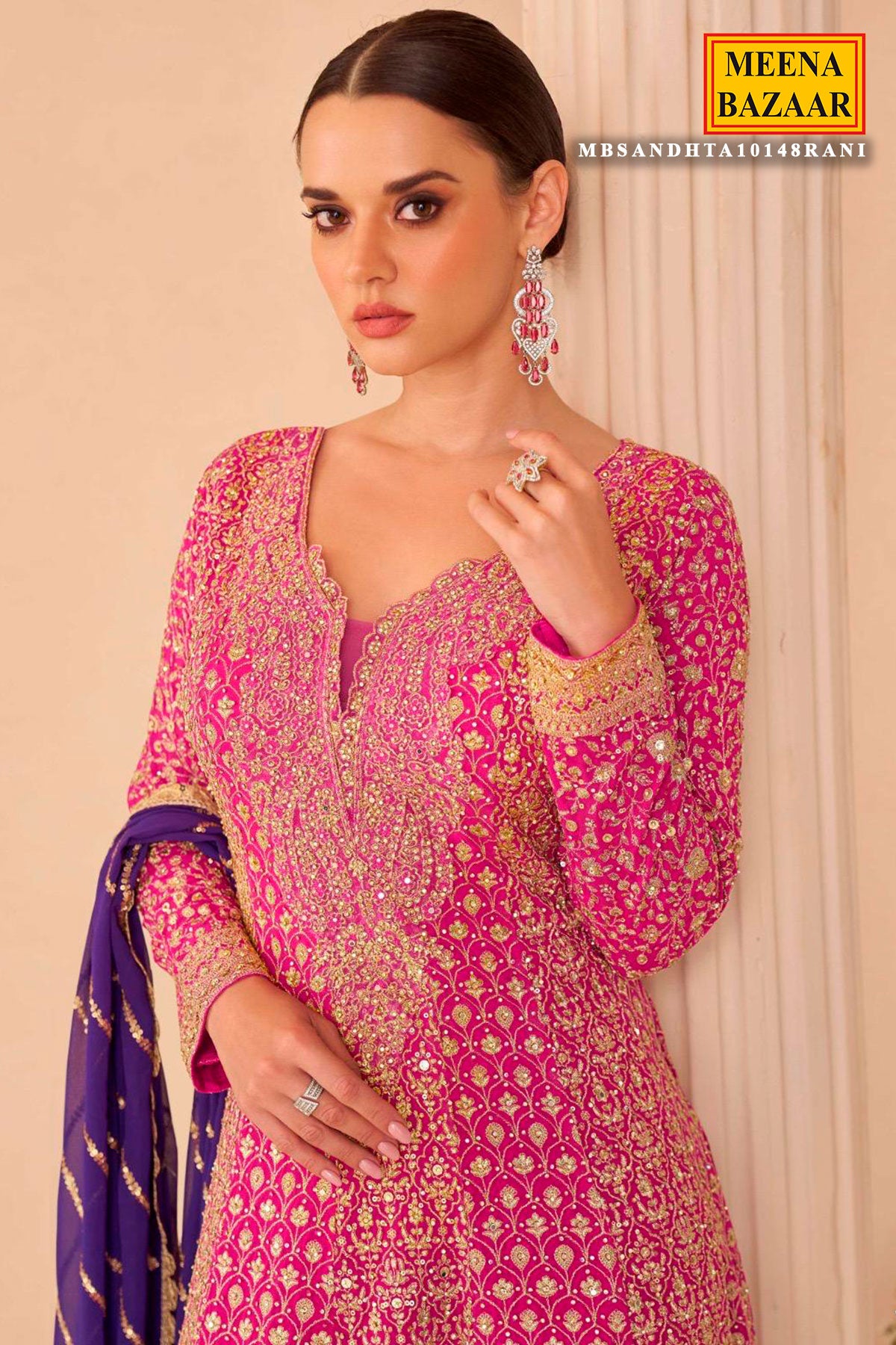 Rani Georgette Embroidered Ready Made Suit