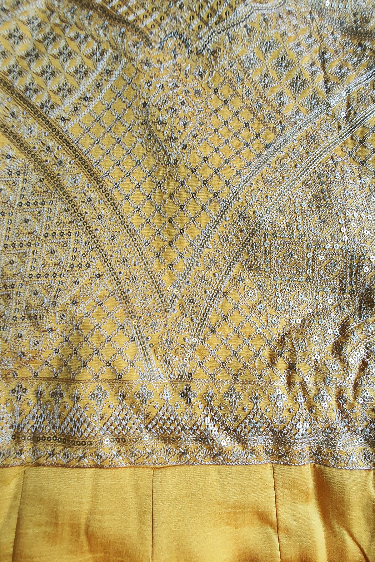 Mustard Silk Embroidered Anarkali Gown With Dupatta