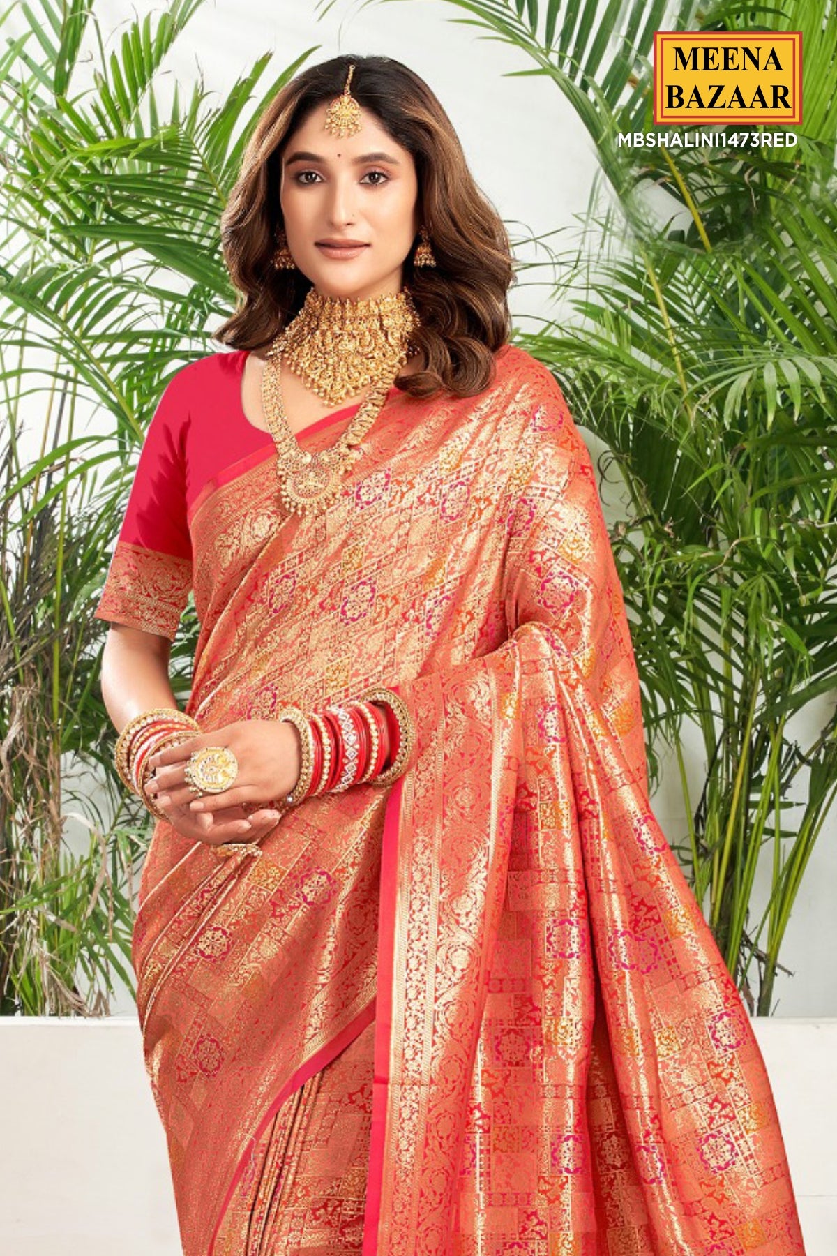 Red Banarasi Silk Zari Weaving Saree