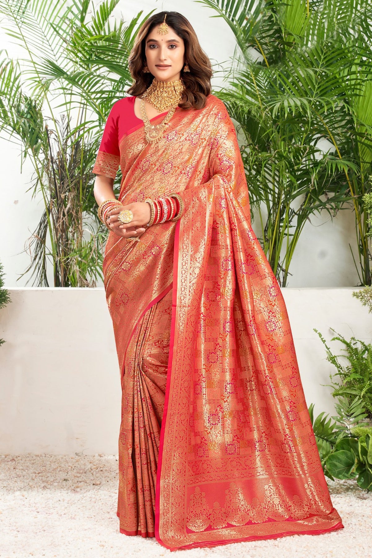 Red Banarasi Silk Zari Weaving Saree