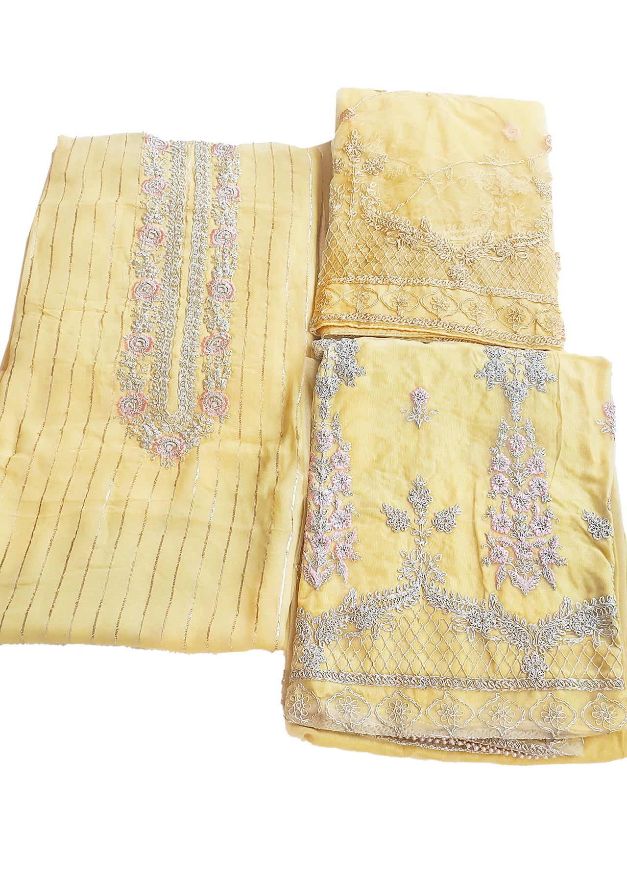 Mustard Georgette Embroidered Suit Set