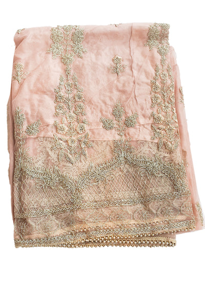 Peach Georgette Embroidered Suit Set