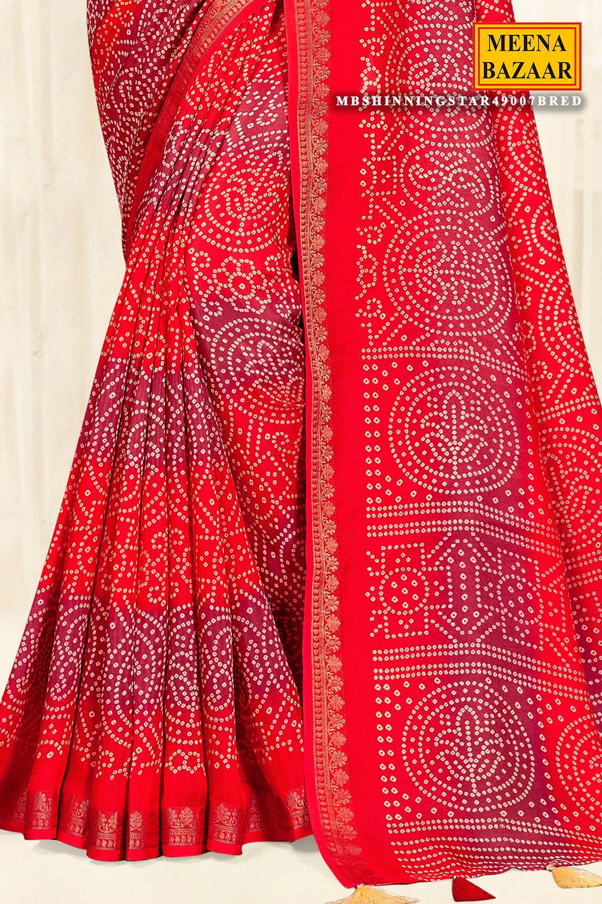 Red Silk Printed Saree Elegant Traditional & Party Wear