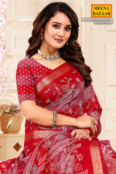 Rani Printed Silk Blend Saree