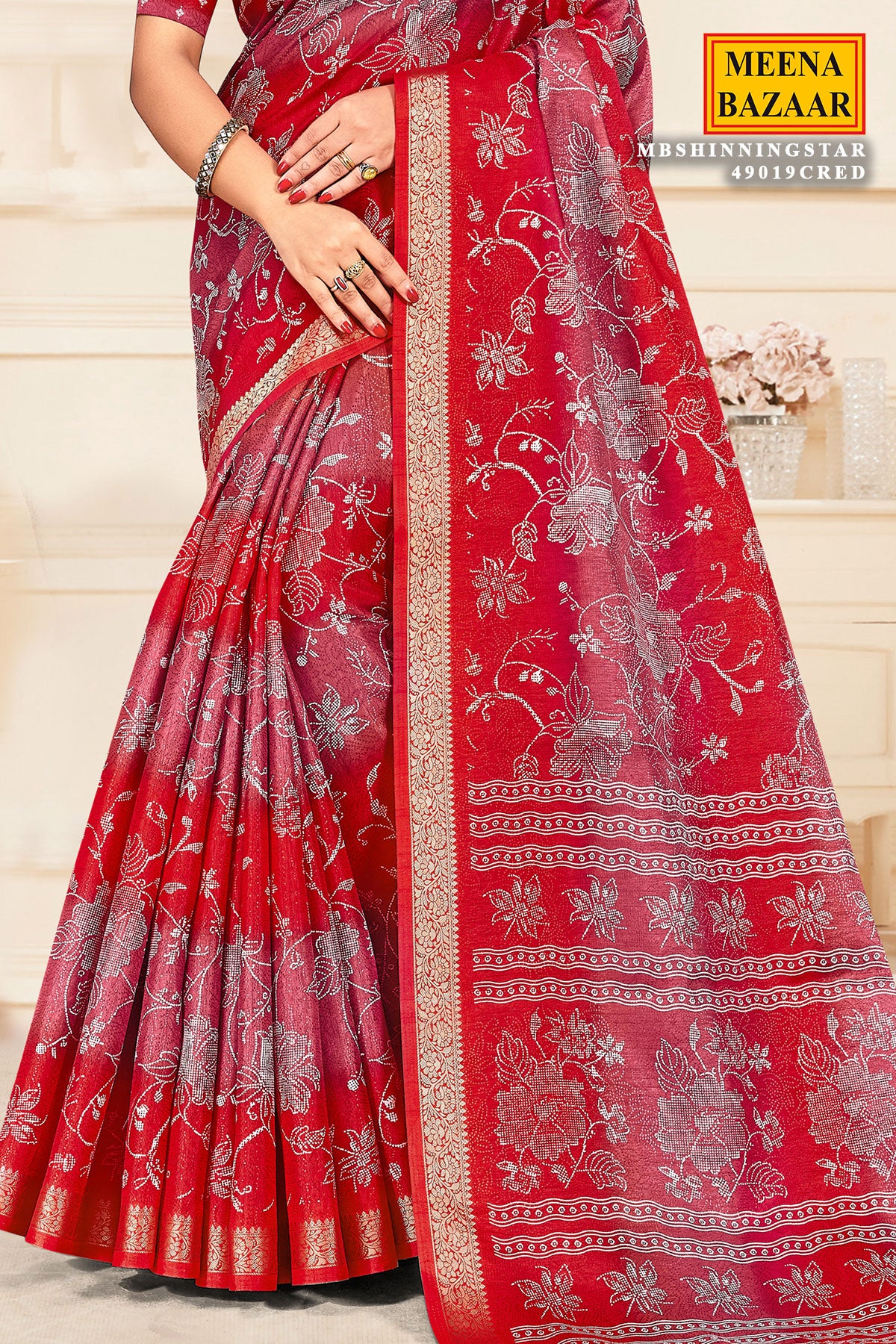 Rani Printed Silk Blend Saree