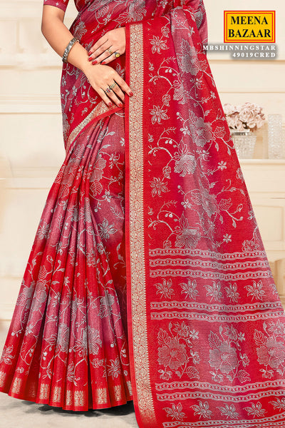 Rani Printed Silk Blend Saree