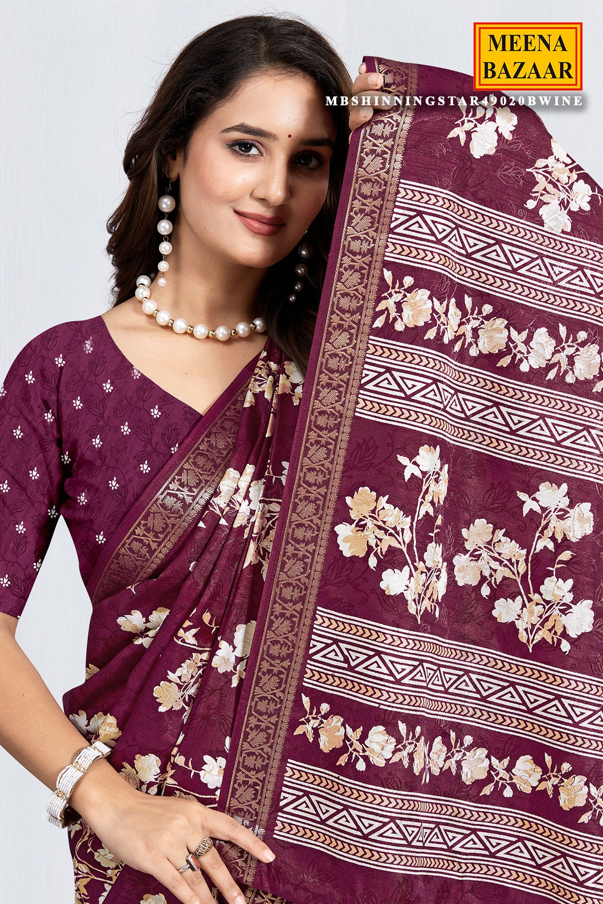 Wine Jacquard silk saree