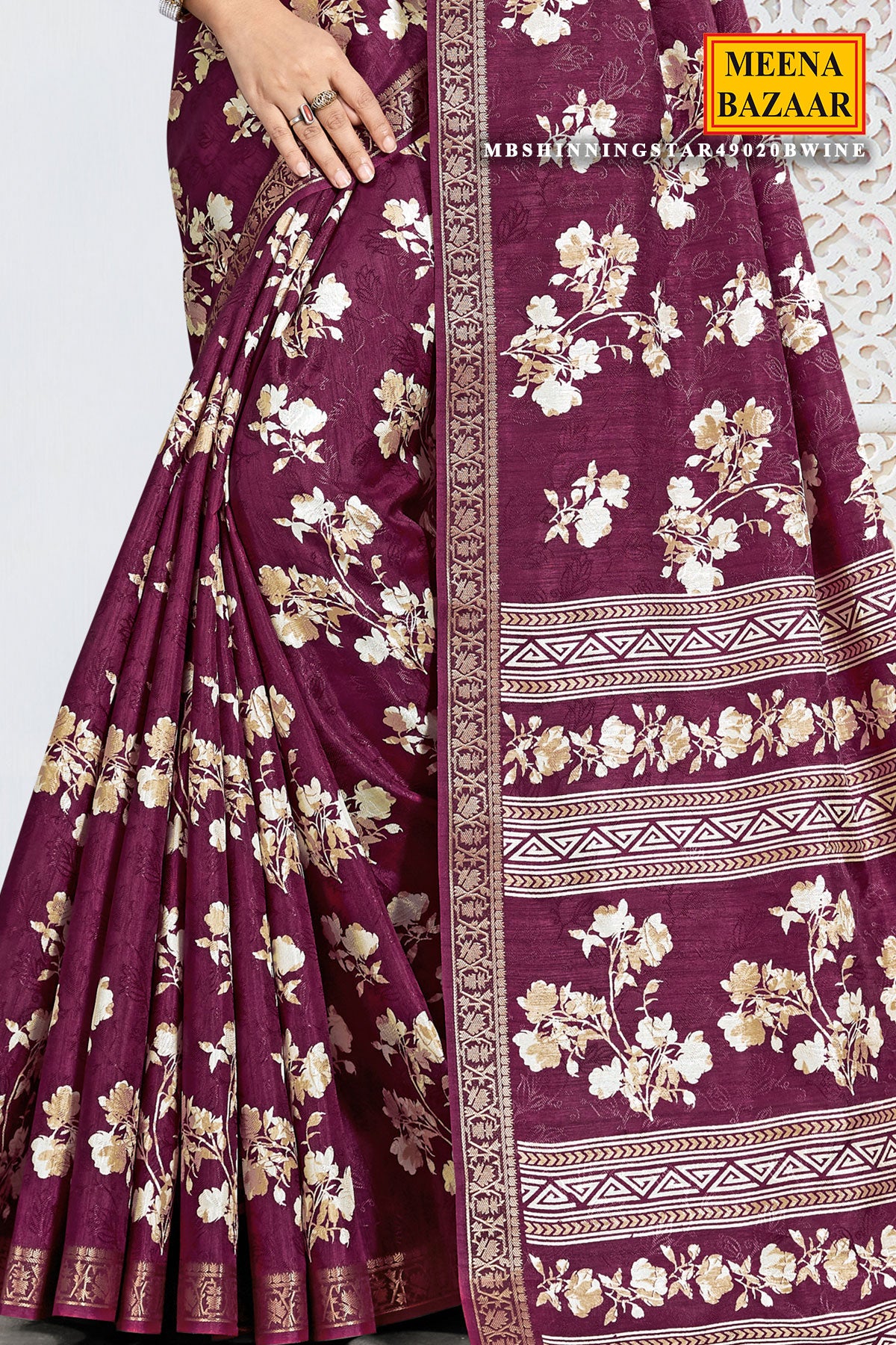Wine Jacquard silk saree