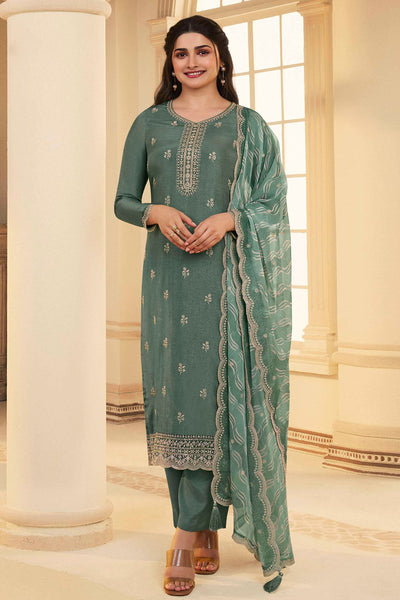 Sea Green Dola Silk Embroidered Suit Set